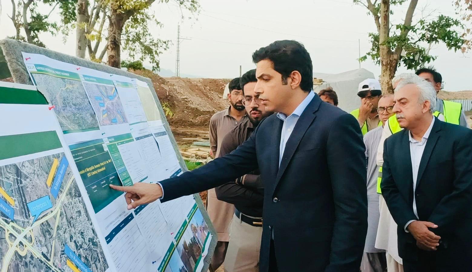 CDA Chairman Reviews Development Works in C-14, Sangjani Interchange; Directs Expedited Completion